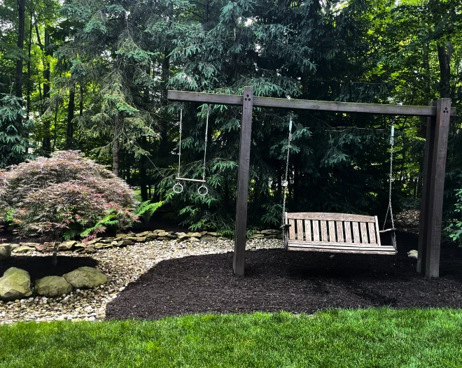 a recently installed swing on a landscape